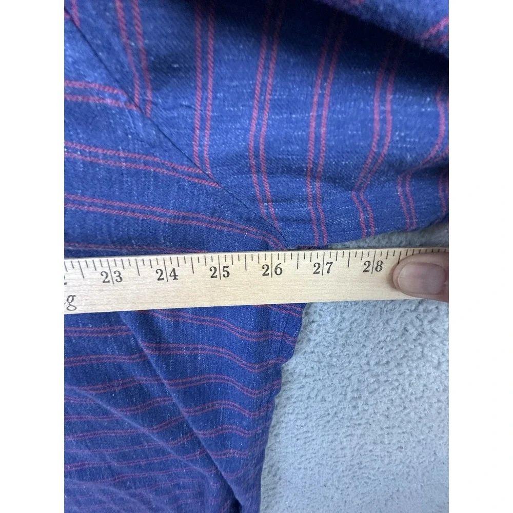 Vineyard Vines Slim Longshore Shirt Mens Sz XL Blue Red Striped Linen Blend
